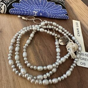 NWT Chan Luu Stunning Grey Pearl Wrap Bracelet